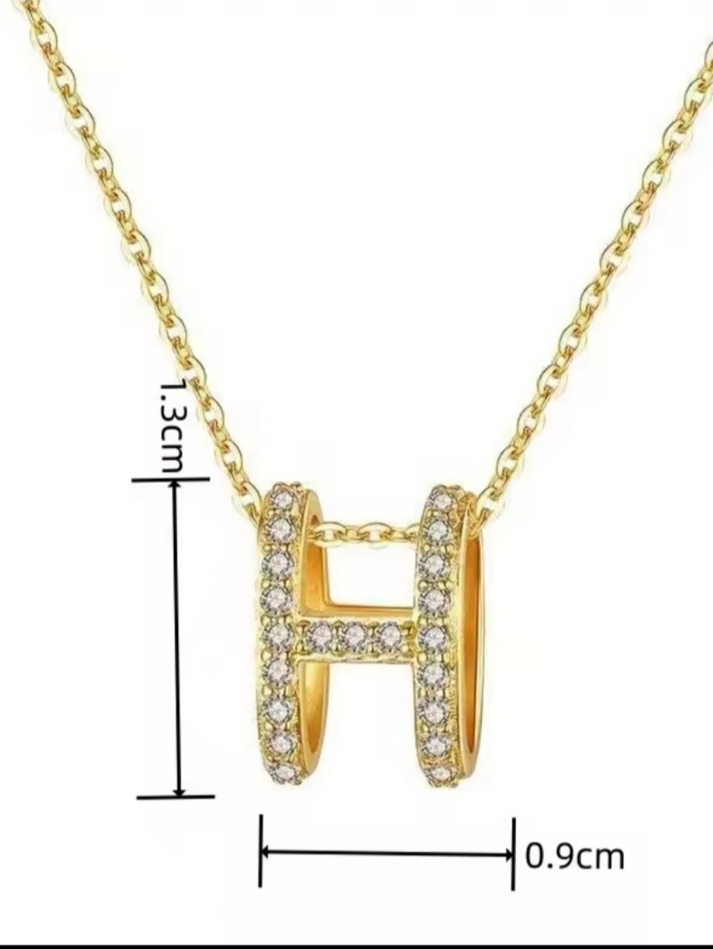 Gold Plated CZ H-Shaped Initial Pendant Necklace and Rose Gold Bangle Set Gifts - Picture 7 of 13